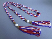 Pasek pleciony koraliki wiązany z frędzlami UNIKAT