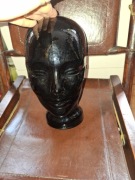 Szklana głowa manekina, czarna, vintage 