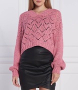 Liu Jo różowy sweter alpaka wełna ciepły jesienny zimowy dekolt serek L