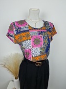 Bluzka na krótki rękaw wzory azteckie casualowa na co dzień bawełniana