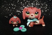 Littlest Pet Shop LPS jamnik #3601 #3602 oryginalny Dachshund pop Iris