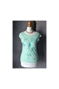 Seledynowy miętowy t-shirt print hafty XS S