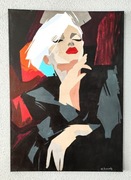 Obraz malowany na płótnie farbami akrylowymi.