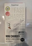 Ładowarka sieciowa HAMA Mini GaN, 65 W, PD/QC, biała