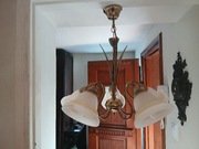 Żyrandol  5 ramienny lampa sufitowa mosiądz biel