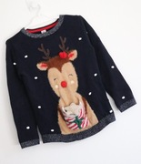 TU granatowy sweterek Reniferek Świąteczny 98-104cm