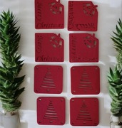 Świąteczne czerwone podkładki pod drinki szklanki M&S Merry Christmas 8szt