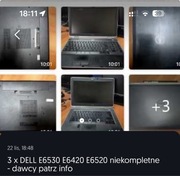 3 x DELL E6530 E6420 E6520 niekompletne - dawcy patrz info