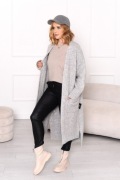 Kardigan damski Basic długi szarość klasyka nowość 