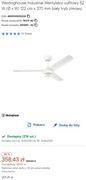Markowy Wentylator sufitowy CICHY Westinghouse Industrial 122 cm NOWY 