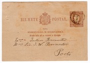 Karta pocztowa vintage Portugalia 1881 r. 10 Reis - Coimbra Porto całostka