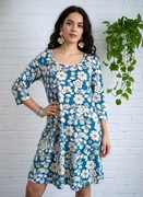 BONPRIX NOWA! Sukienka w kwiaty beż i turkus M