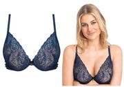 Biustonosz super push-up Samanta Nyks A479 75C, granatowy, koronka