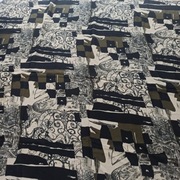 Musztardowa-czarna tkanina motyw geometryczny na odzież dekorację 