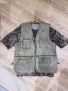Zestaw Outdoor: Kamizelka Safari Multi-pocket + Koszulka Kamuflaż 3D