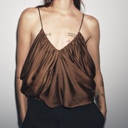 Zara M 38 Satynowany top z drapowaniem z kolekcji ZW