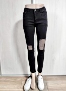 Jeansy czarne rurki skinny M 38 wysoki stan z siatką nowe Vivid