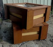 Drewniane donice ogrodowe, impregnowane, obite, gotowe do użycia