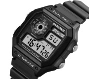 Synoke zegarek czarny cyfrowy elektroniczny wodoodporny stoper alarm now