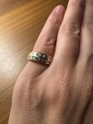 Złoty pierścionek diamenty (16szt, bagietowy), śr. 13,5mm