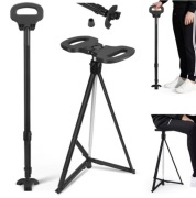 ALEVMOOM Laska do chodzenia z siedziskiem składane krzesło 