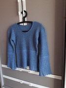 Niebieski ażurowy sweterek z długim rękawem sweter damski roz S 36 chabrowy