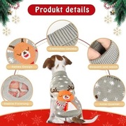 2-pak świątecznych swetrów dla kotów i psów, płatki śniegu motyw renifera M