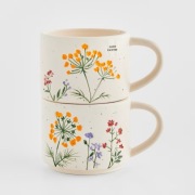 komplet kubków 400ml kamionka matowy motyw kwiatowy ręcznie malowane