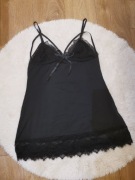 Elegancka czarna koszula nocna rozm. L koronka NOWA zapakowana na prezent