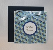 Kartka na urodziny granatowa niebieska wzór geometryczny marokański