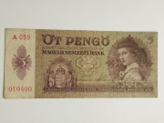 Sprzedam banknot Węgry 5 Pengo 1939r. - stan bardzo dobry