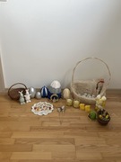 Wielkanoc zestaw dekoracje i ozdoby wielkanocne koszyki świeczki figurki