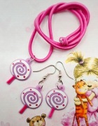 Lollipop lizaki Lizak komplet biżuterii naszyjnik kolczyki kawaii