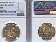 2 ZŁ ZYGMUNT II AUGUST 1996 NGC MS68 ! PIĘKNY OKAZJA