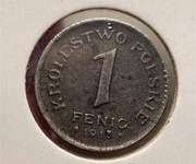 Królestwo Polskie - 1 Fenig 1918 F - ŻELAZO - MAŁA DATA z KROPKĄ