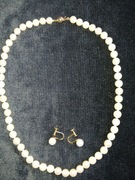 PERŁY AKOYA+ZŁOTO NASZYJNIK I KLIPSY WKRĘTKI 7-7,5mm