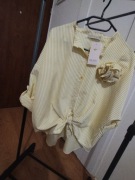 Nowa koszula damska żółta rozmiar uniwersalny kwiat ozdoba komunia 