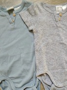 H&M 2x body 62 krótki rękaw guziki szare lato