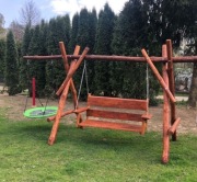 Huśtawka drewniana + bocianie gniazdo 