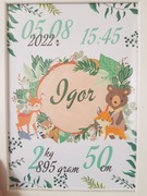 Metryczka Prezent Dziecko Chrzest z Ramką Ikea A4 