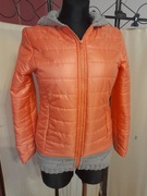 Kurtka neon morela wykończenie wełniane