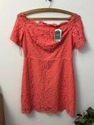 Sukienka imprezowa koronkowa koralowa koktajlowa Oasis rozmiar 42 XL