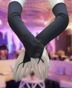 Długie czarne rękawiczki bez palców mitenki 48cm