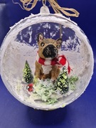 Bombka3d Z  ręcznie wykonanym Buldogiem francuskim w szaliku 