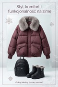 kurtka damska zimowa z kołnierzem  bordowa sciagacze  nowa bez metek 