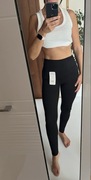 Czarne długie Legginsy damskie klasyczne gładkie wysoki stan r.L/XL