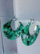 Kolczyki wachlarze zielony brązowy 