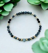 Bransoletka kamienie naturalne labradoryt hematyt turmalin  