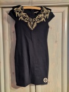 Czarna sukienka mini dopasowana z ćwiekami roz 34