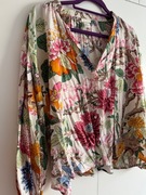 Koszula w kwiaty wiskoza H&M GP & J BAKER ecru kolorowa 38 M